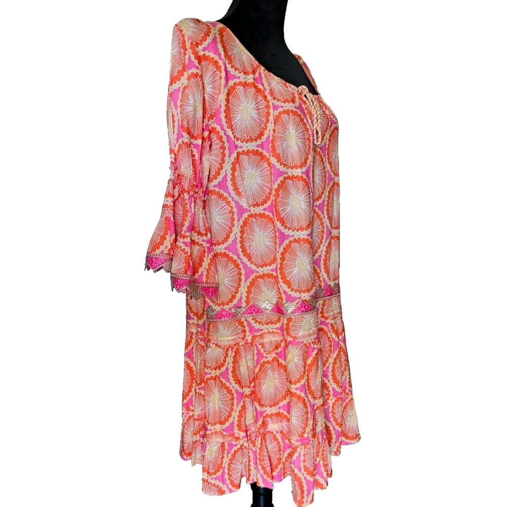 Vibrant Pink and Orange Patterned Dress-$178.50 - Picture 12 of 17